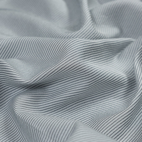 White and Gray Shadow Striped Silk and Cotton Woven