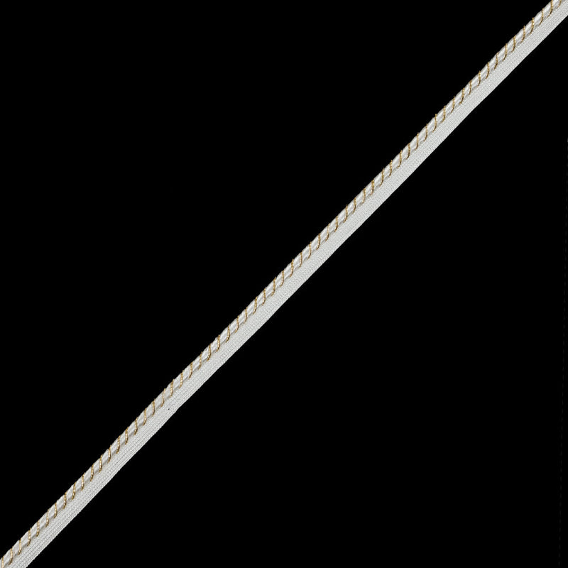 Metallic Gold and White Cord with White Lip - 0.5"