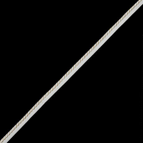 Metallic Gold and White Cord with White Lip - 0.5"