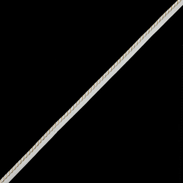 Metallic Gold and White Cord with White Lip - 0.5"