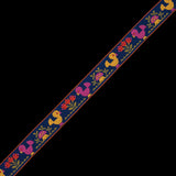 German Jacquard Ribbon with Birds and Mushrooms - 1"