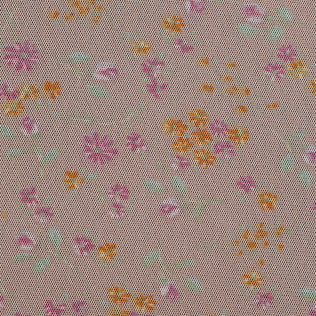 Orange Sherbet Floral Printed Polyester Mesh