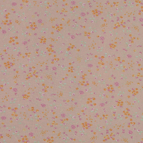 Orange Sherbet Floral Printed Polyester Mesh
