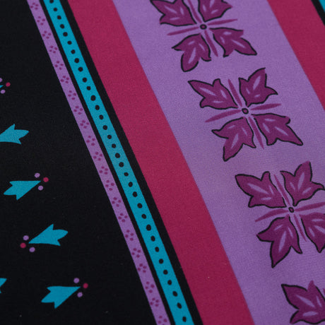 Famous NYC Designer Pink, Teal and Purple Printed Crepe de Chine Silk Panel