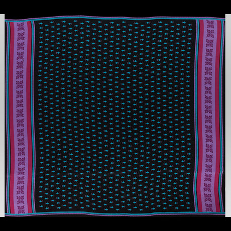 Famous NYC Designer Pink, Teal and Purple Printed Crepe de Chine Silk Panel