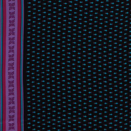 Famous NYC Designer Pink, Teal and Purple Printed Crepe de Chine Silk Panel