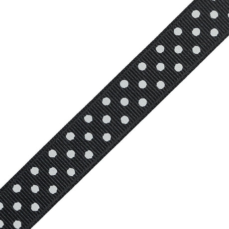 Black and White Polka Dotted Grosgrain Ribbon - 0.625"