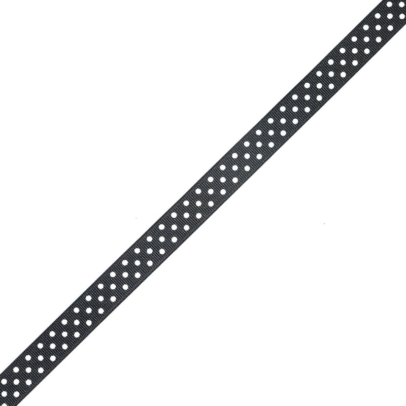 Black and White Polka Dotted Grosgrain Ribbon - 0.625"