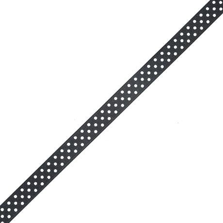 Black and White Polka Dotted Grosgrain Ribbon - 0.625"