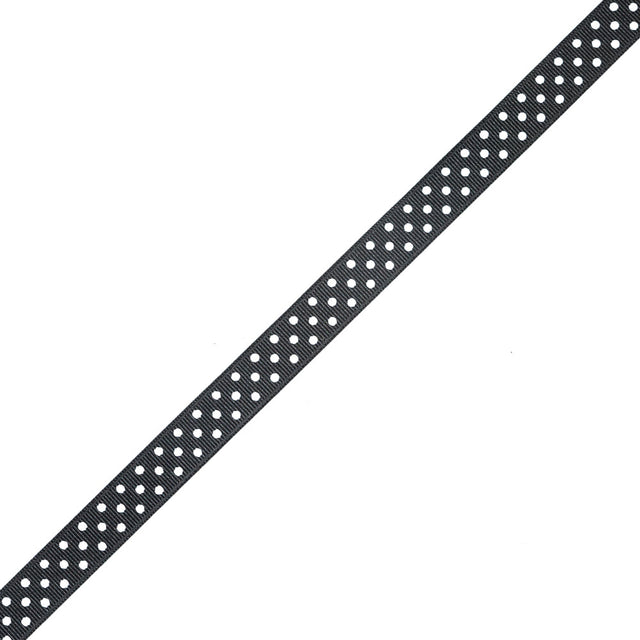 Black and White Polka Dotted Grosgrain Ribbon - 0.625"