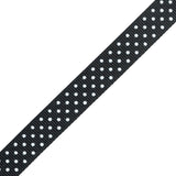 Black and White Polka Dotted Grosgrain Ribbon - 0.6"