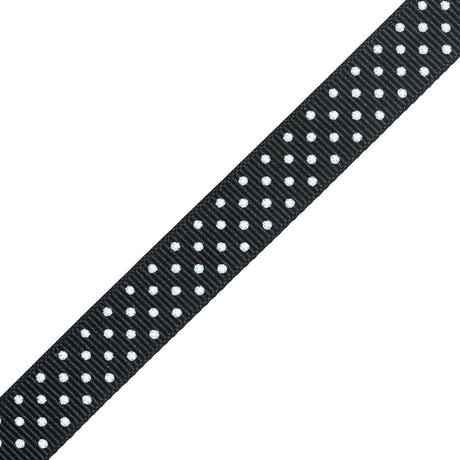 Black and White Polka Dotted Grosgrain Ribbon - 0.6"