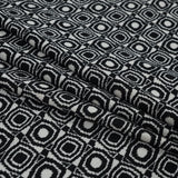 Black and Ivory Geometric Polyester Crepe