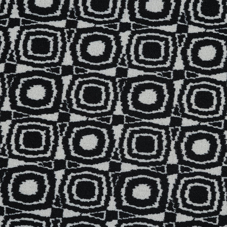 Black and Ivory Geometric Polyester Crepe