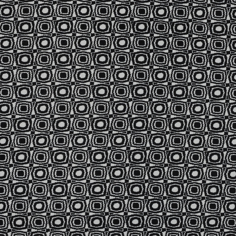 Black and Ivory Geometric Polyester Crepe