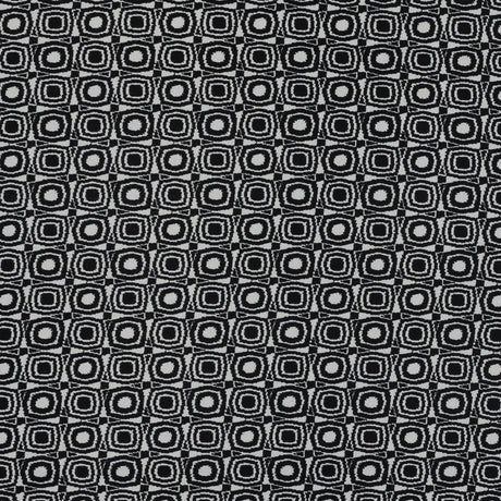 Black and Ivory Geometric Polyester Crepe