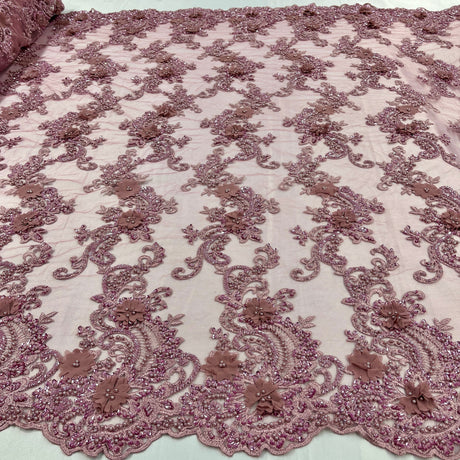 3D Floral Lace Embroidered Mesh