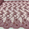 Beaded Floral Lace Fabric 3D Embroidered Net Mesh 52" Wide