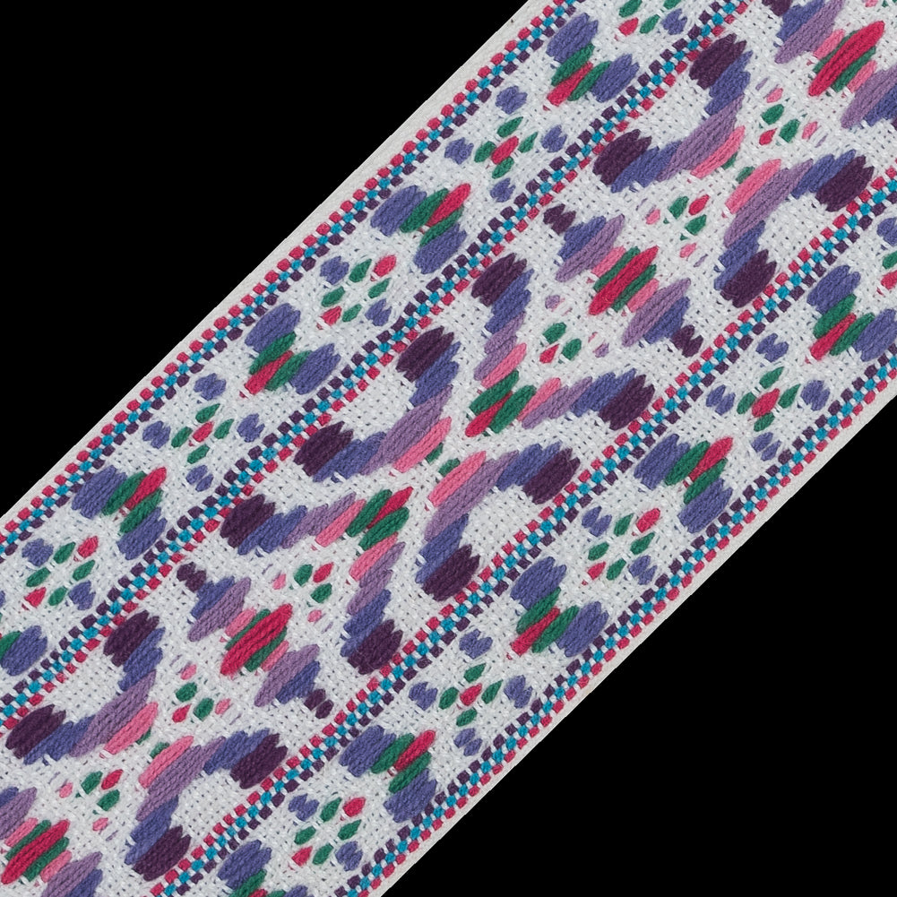 Purple and White Multicolor Jacquard Ribbon - 2"