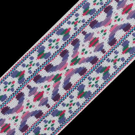 Purple and White Multicolor Jacquard Ribbon - 2"