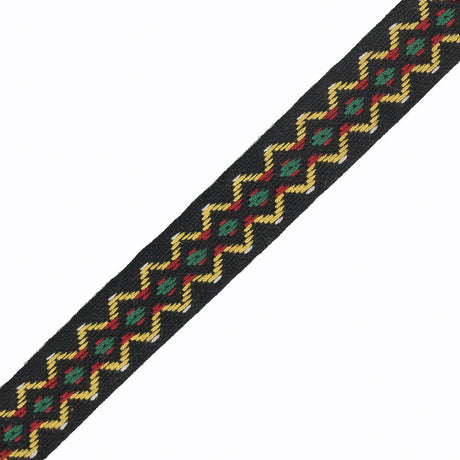Black and Yellow Geometric Jacquard Ribbon - 0.5"