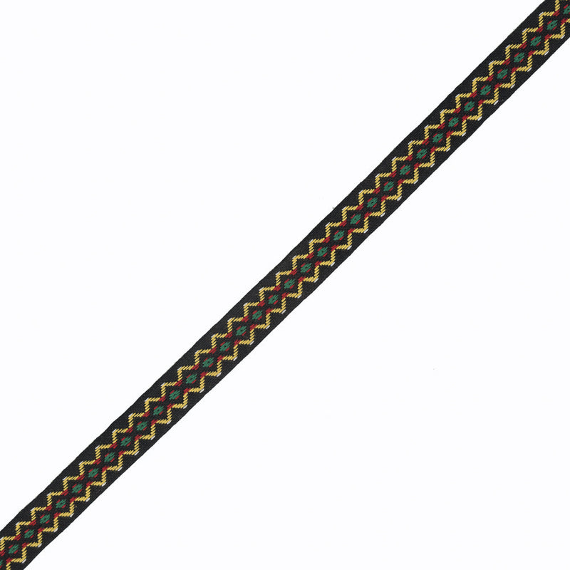 Black and Yellow Geometric Jacquard Ribbon - 0.5"