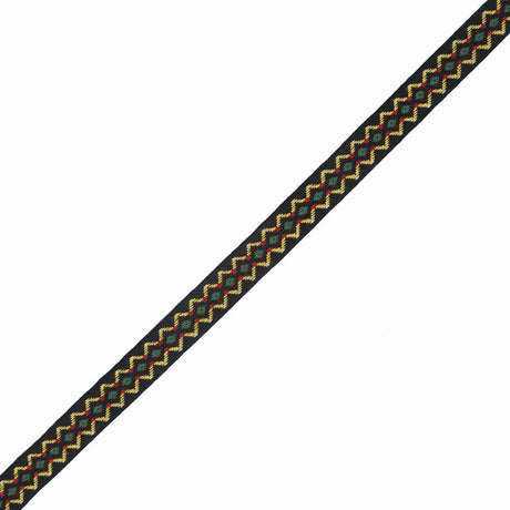Black and Yellow Geometric Jacquard Ribbon - 0.5"