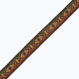 Brown Multicolor Geometric Jacquard Ribbon - 1"