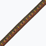 Brown Multicolor Geometric Jacquard Ribbon - 1"