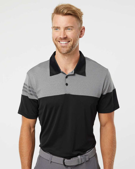 Adidas® Heathered 3-Stripes Colorblocked Polo