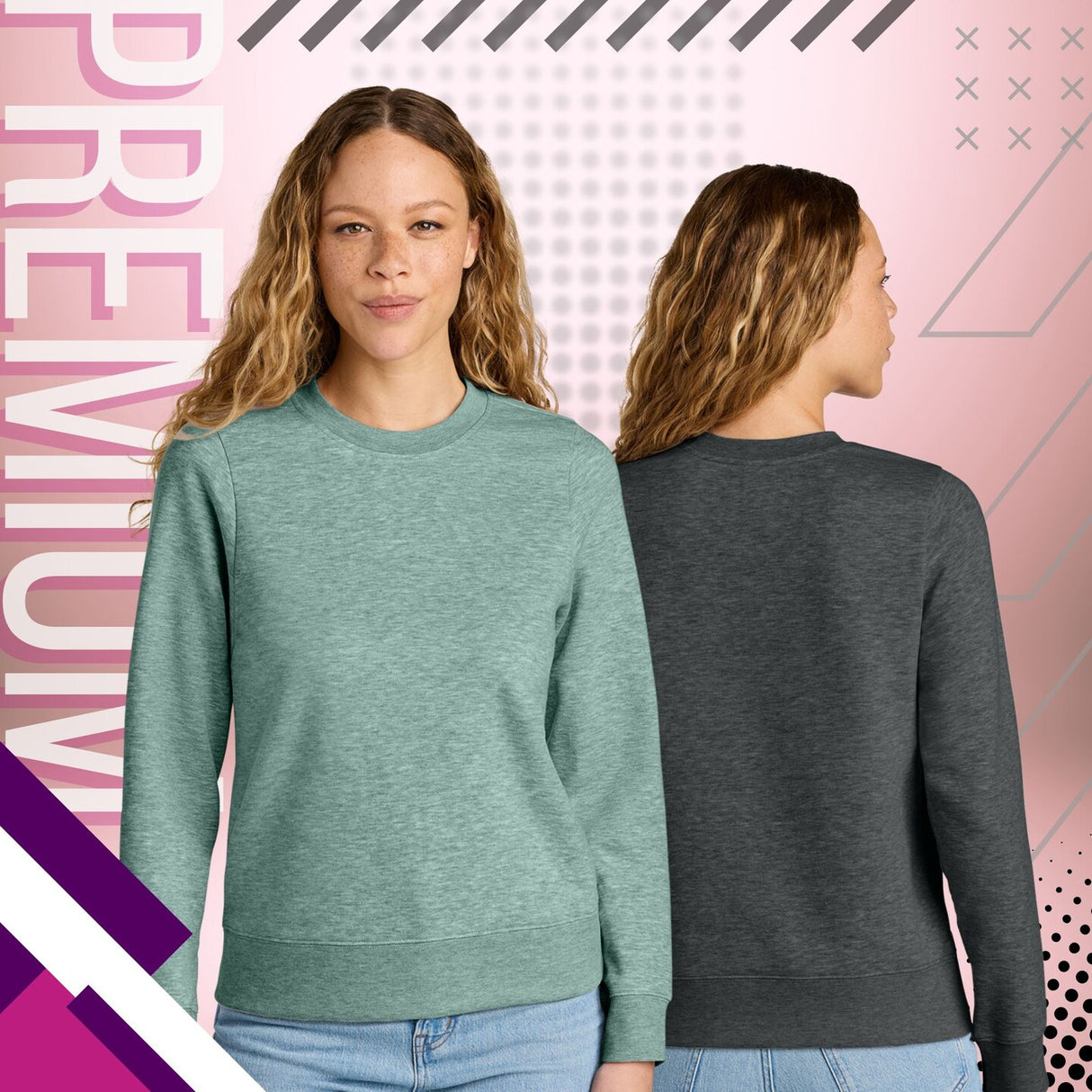 District® Womens V.I.T. Fleece Crewneck Long Sleeve Soft Comfortable T-Shirt