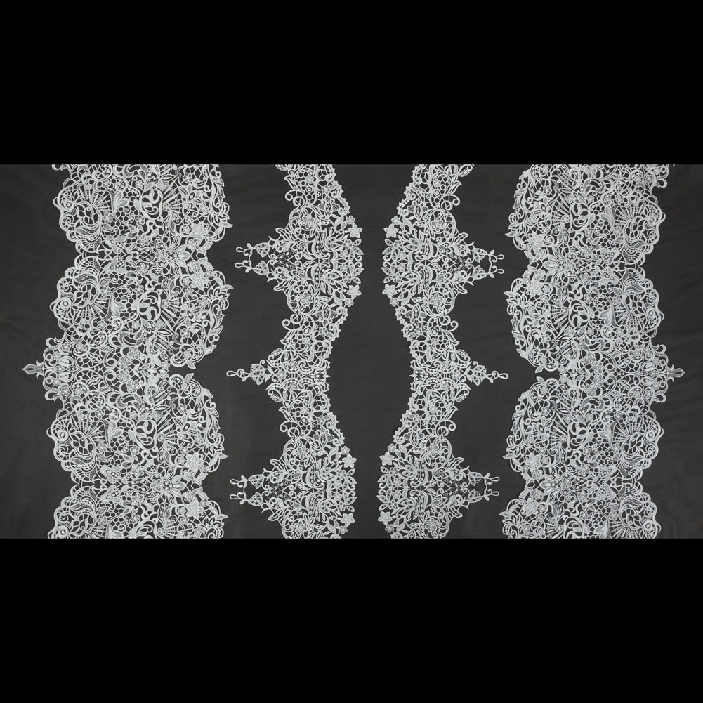 Embroidered Lace - Off-White Floral on Nude