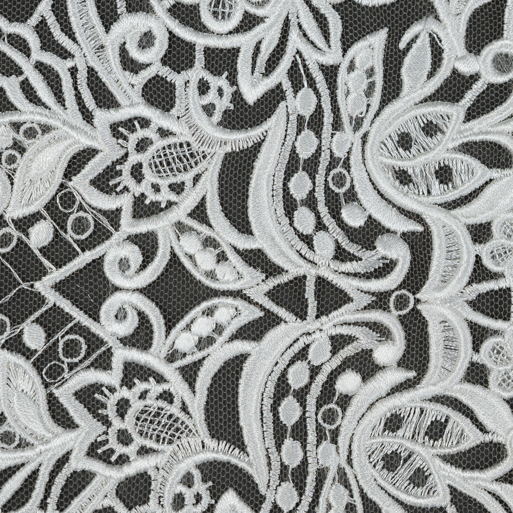 Embroidered Lace - Off-White Floral on Nude