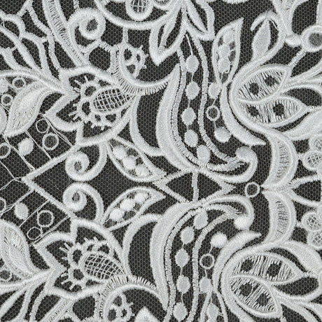 Embroidered Lace - Off-White Floral on Nude