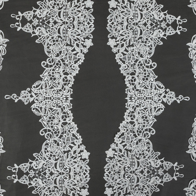 Embroidered Lace - Off-White Floral on Nude
