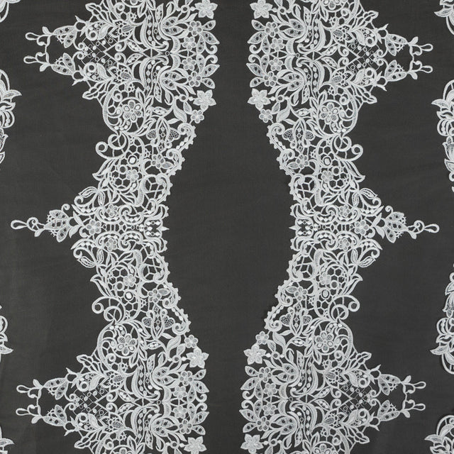 Embroidered Lace - Off-White Floral on Nude