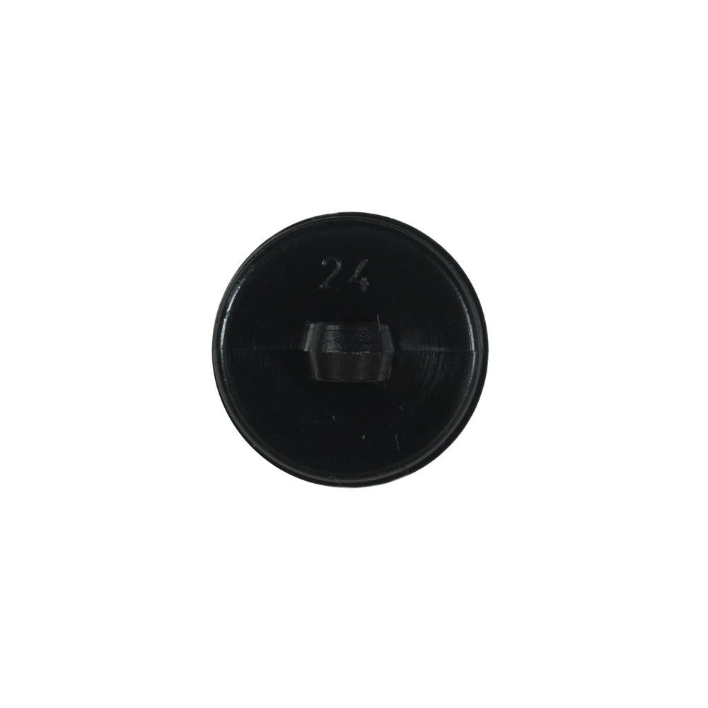 Black Bevel Cut Plastic Button - 24L/15mm
