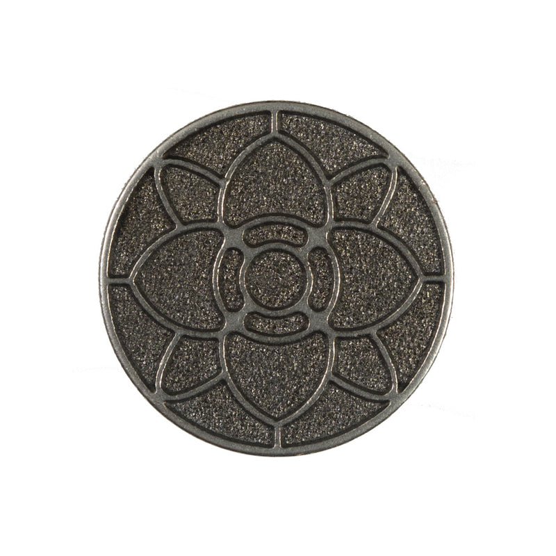 Italian Dark Silver Floral Metal Shank Back Button - 40L/25.5mm
