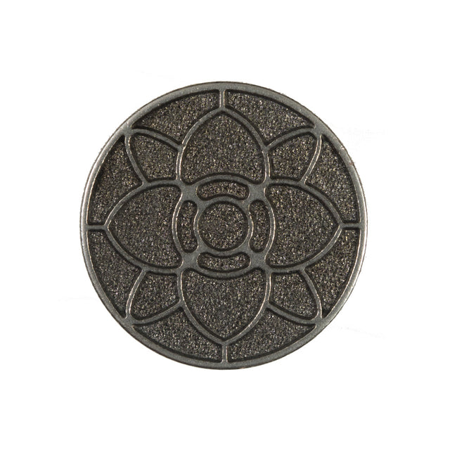 Italian Dark Silver Floral Metal Shank Back Button - 40L/25.5mm