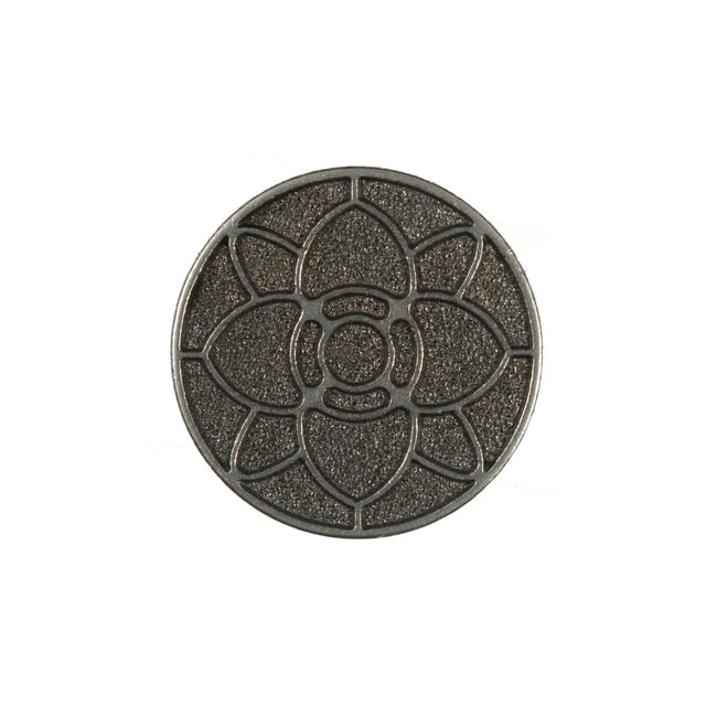 Italian Dark Silver Floral Metal Shank Back Button - 36L/23mm