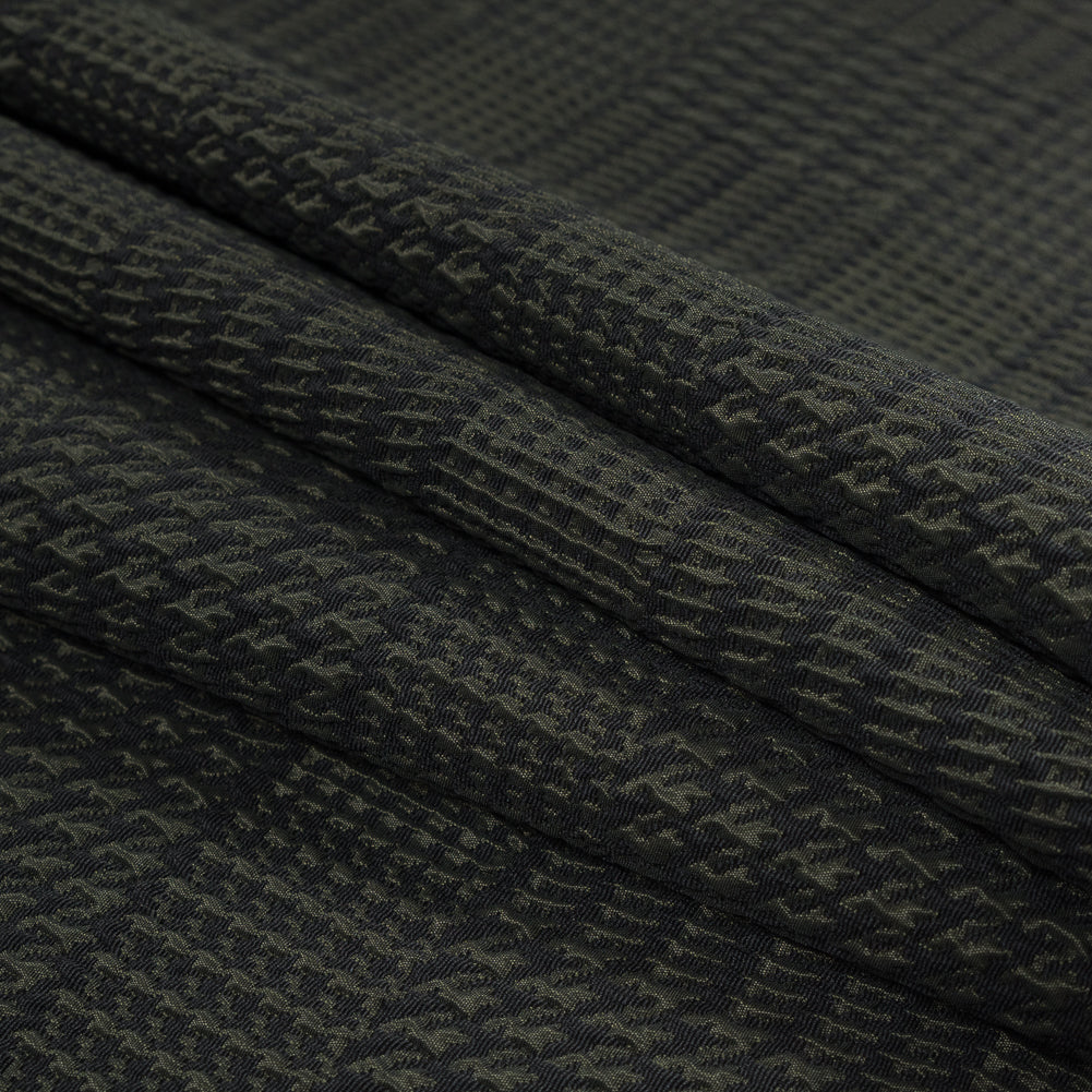 Olive and Black Glen Plaid Stretch Brocade