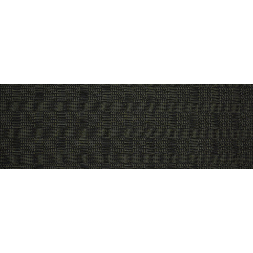 Olive and Black Glen Plaid Stretch Brocade