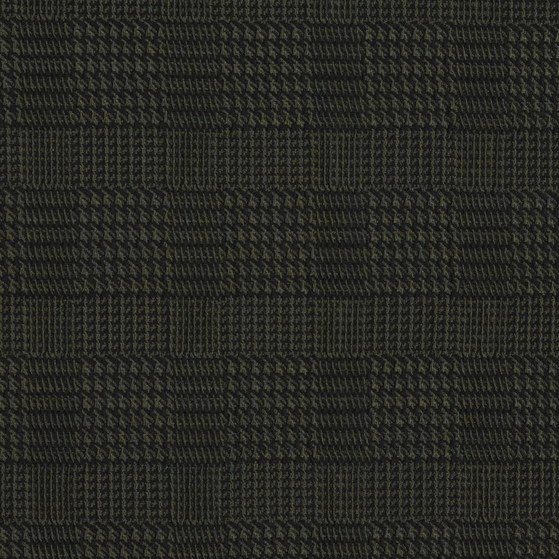Olive and Black Glen Plaid Stretch Brocade