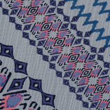 Purple, Florescent Pink and White Printed Crinkled Chiffon