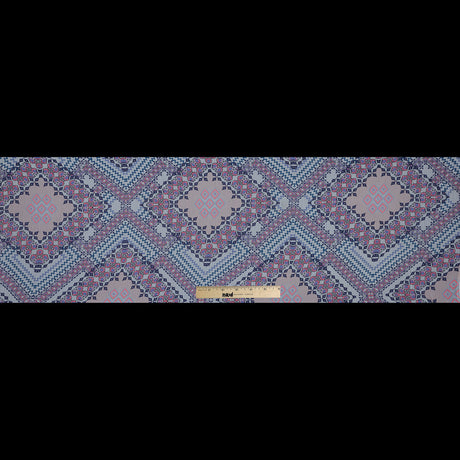 Purple, Florescent Pink and White Printed Crinkled Chiffon