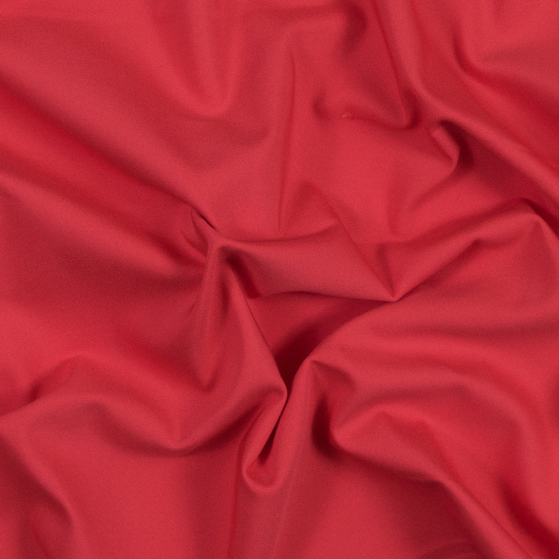 Red Coral Stretch Polyester and Viscose Woven