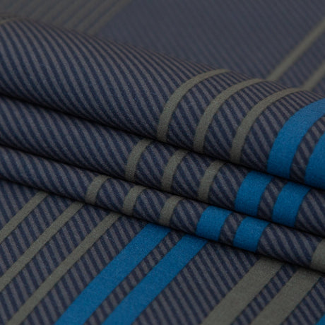 Green Stripe Printed Stretch Polyester Woven