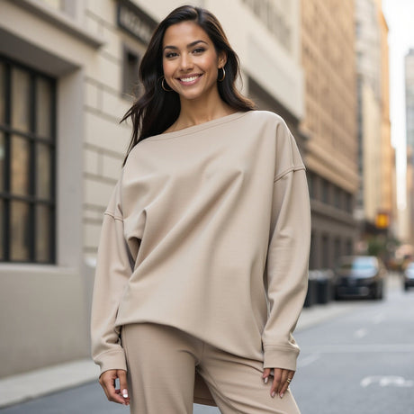 Bamboo Stretch French Terry - Nude - Emei Collection