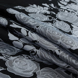 Black and Silver Rose Jacquard Panel