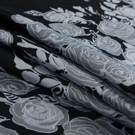 Black and Silver Rose Jacquard Panel